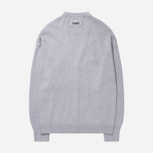 Back Point Logo  V-neck Oversize Cardigan Gray