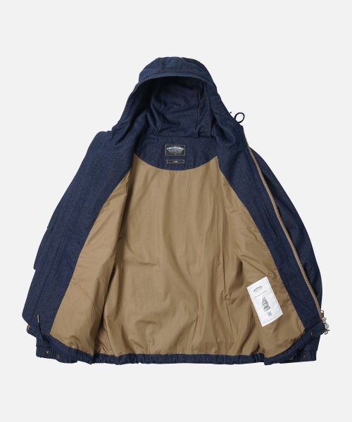 WASHED DENIM HOODED PARKA _ INDIGO