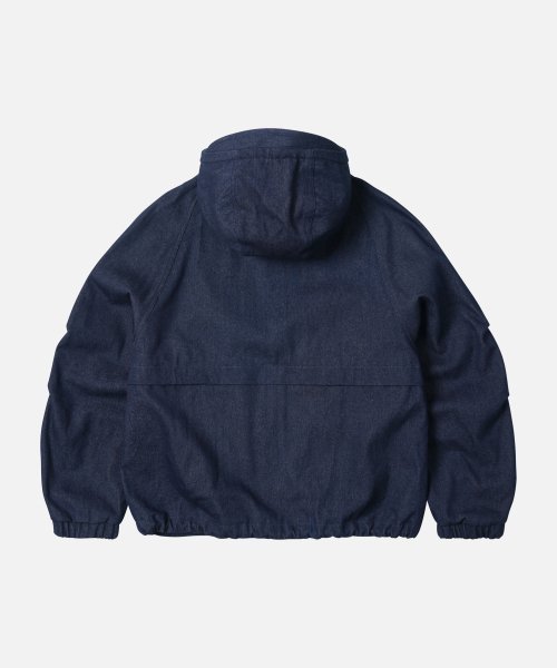 WASHED DENIM HOODED PARKA _ INDIGO