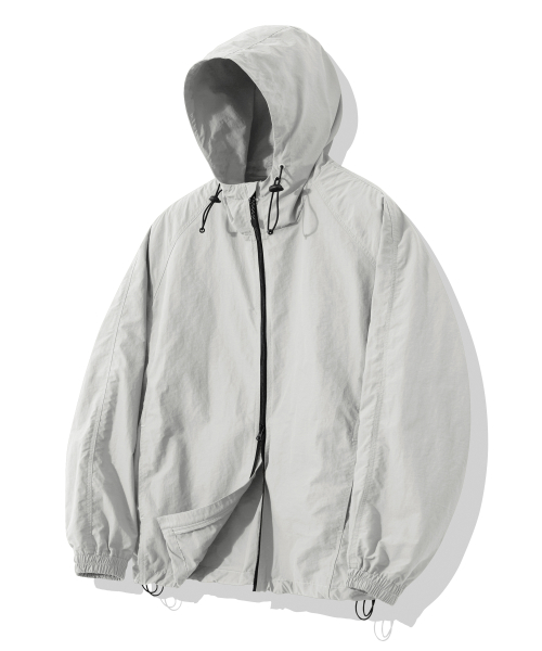 2way Oversize Windbreaker Jacket_Warm Gray