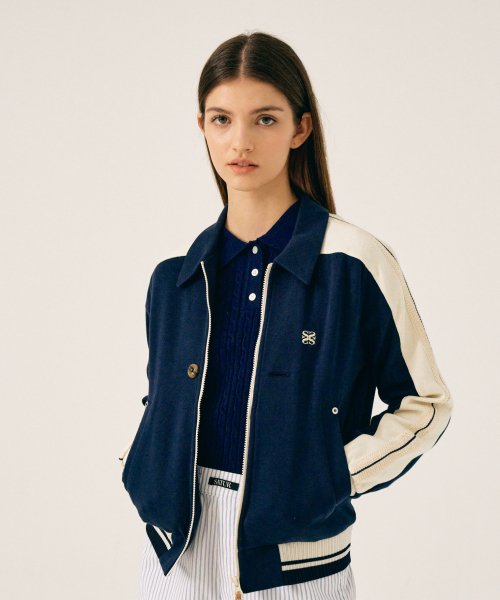 MUSINSA | SATUR Lawton collar track zip-up jacket classic navy