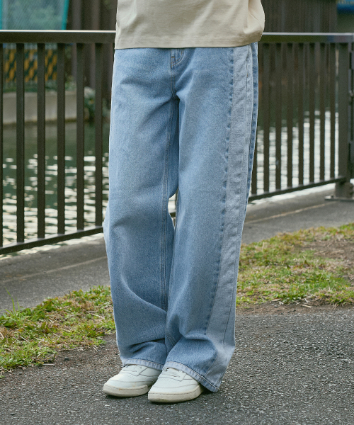 Широкие джинсы с лампасами MDP112 [LIGHTBLUE]