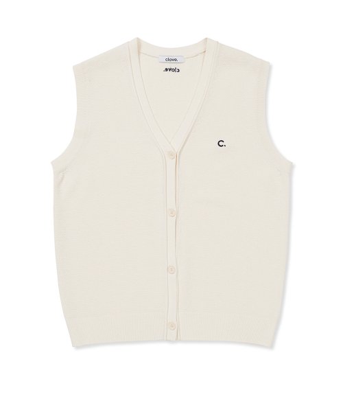 [24SS clove] Button-up Knit Жилетка (Cream)