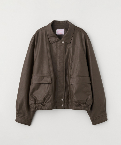 FAUX LEATHER POCKET JUMPER_ - Коричневый