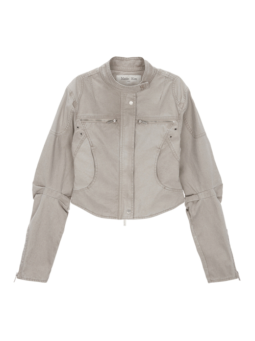 MUSINSA | MATIN KIM WASHED DENIM BIKER JUMPER IN BEIGE