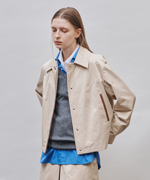 Leather Combo Blouson_ - Бежевый