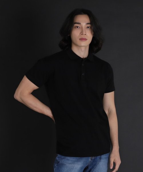 Мужская приталенная футболка-поло Cotton Modal Dark Black