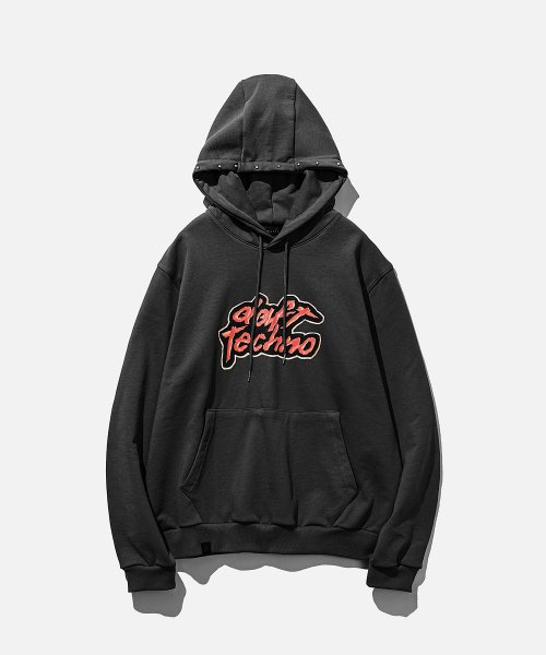 Studs двойная строчка худи_Black