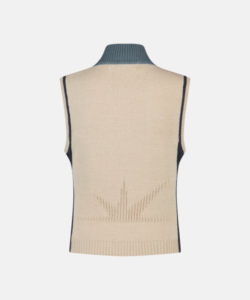 W High Neck Full Zip Knit Vest серое