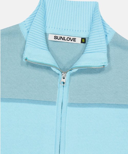 W High Neck Full Zip Knit Vest Light Blue