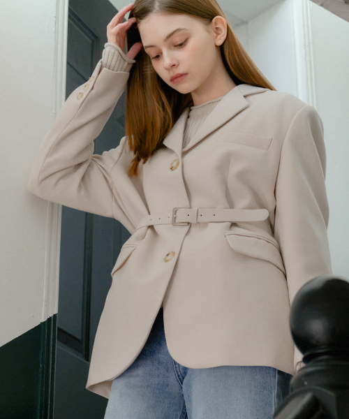 BELTED SINGLE куртка_CREAM BEIGE