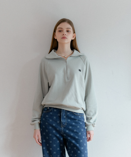 NEW логотип HALF ZIP UP SWEATSHIRT_MINT