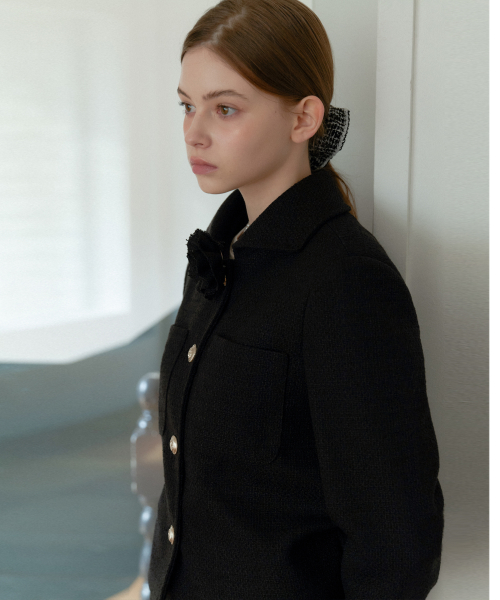 ROSE CORSAGE CLASSIC TWEED куртка_BLACK