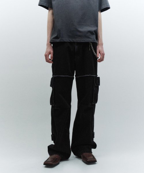 MUSINSA  FLAREUP 5.cargo Flare Pants (FL-234_Black)