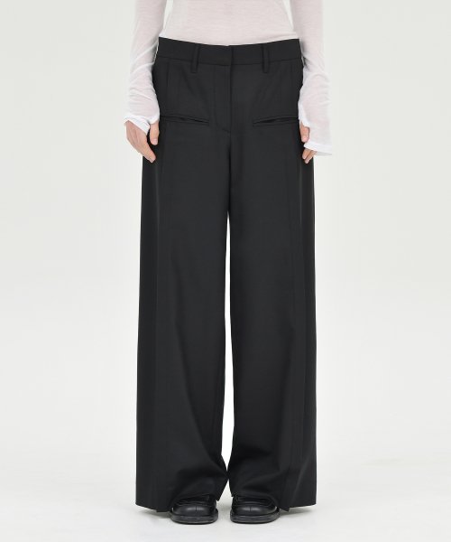 W Wool Wide Pants, чёрное