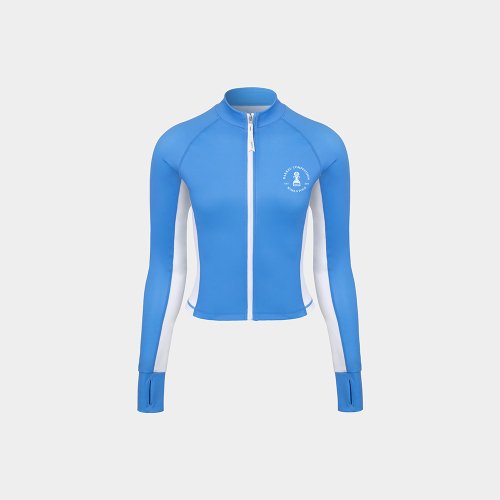 Женский Nautical кроп-молния рашгард Light Blue B4SWWCZ003LBL
