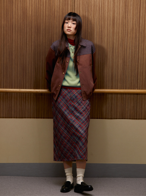 Brun Checked Bomber Jacket (Red Brown)