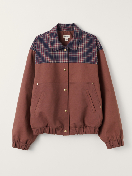 Brun Checked Bomber Jacket (Red Brown)