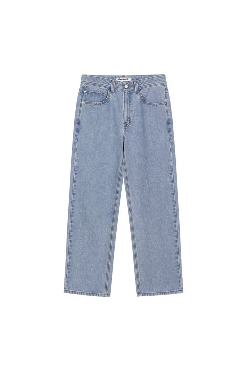 STRAIGHT SLUB DENIM PANTS [BLUE]