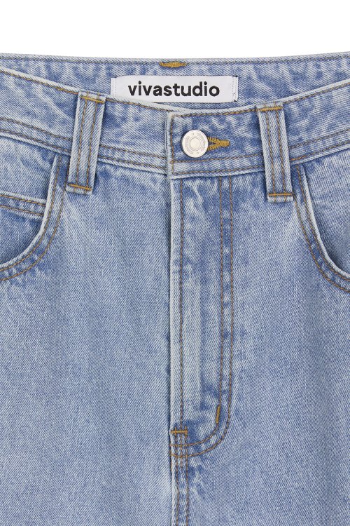 STRAIGHT SLUB DENIM PANTS [BLUE]