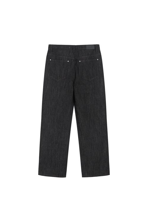 STRAIGHT SLUB DENIM PANTS [BLACK]