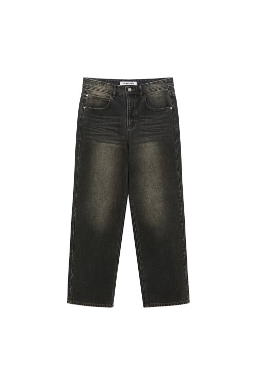 STRAIGHT DENIM PANTS [BLACK]