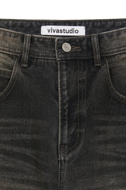 STRAIGHT DENIM PANTS [BLACK]