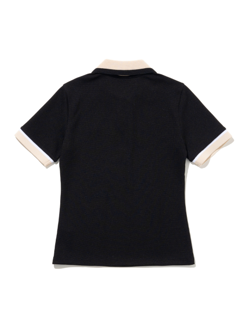 Женская футболка поло вафельной вязки [BLACK]