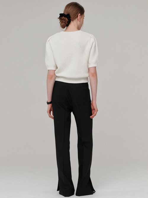 Side slit semi boots cut pants - чёрное