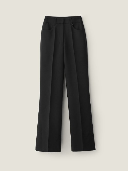 Side slit semi boots cut pants - чёрное