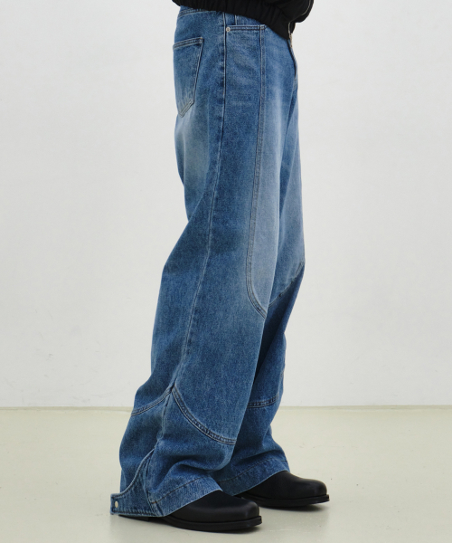 Washed деним Curved Division брюки (Blue)