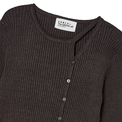 Тонкий кардиган в рубчик с фигурным вырезом (Charcoal Grey)
