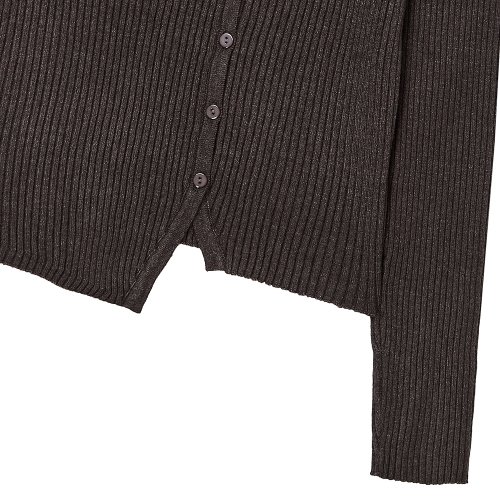 Тонкий кардиган в рубчик с фигурным вырезом (Charcoal Grey)