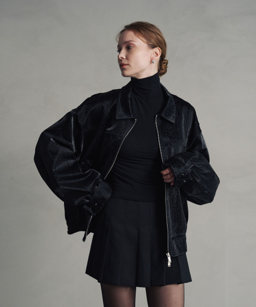 Куртка из потертой кожи в стиле вестерн_Black