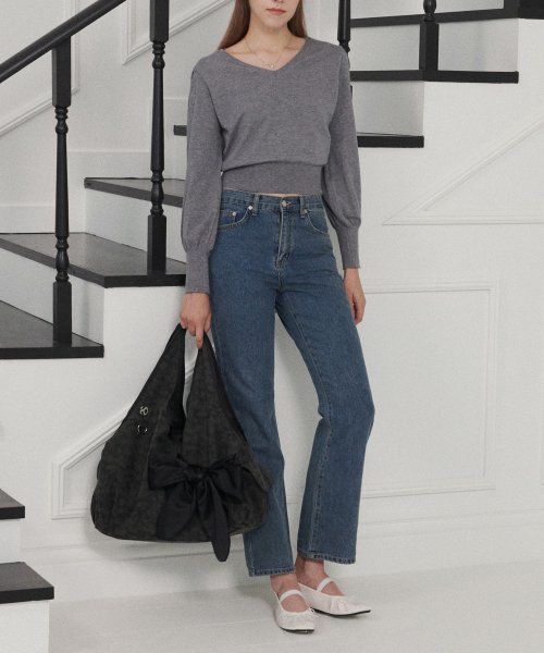 semi-boots cut jeans (blue)