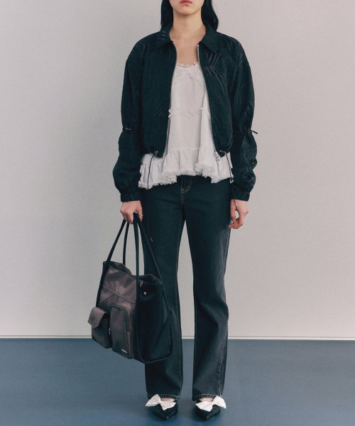 semi-boots cut jeans (charcoal)