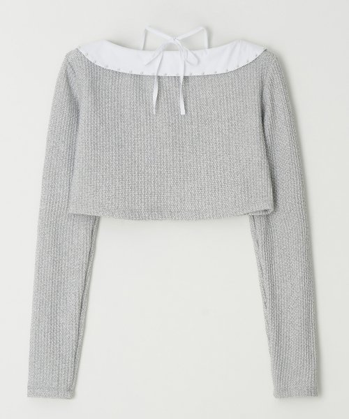 jane crop cardigan (white melange)