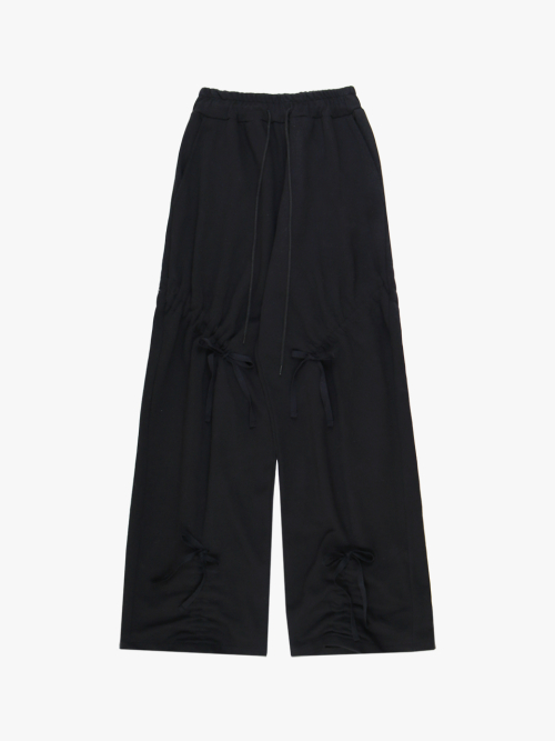 CURVE SHIRRING PANTS_BLACK