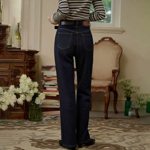 SR_Slimming high waist straight jeans