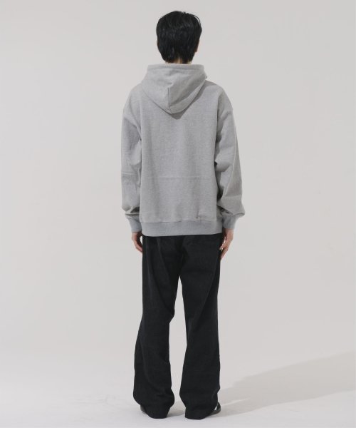 COLORFUL CAT EMBROIDERY OVER-FIT HOODIE [GREY]