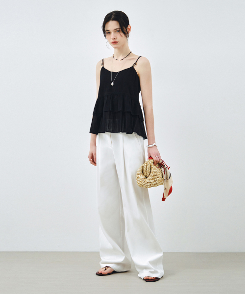 Essential одна складка широкие брюки White MDPT049WHITE
