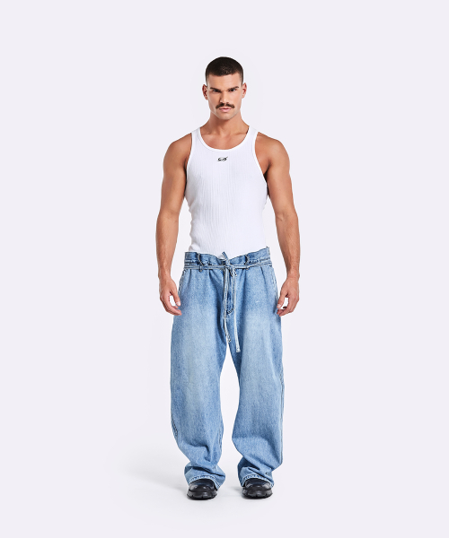 Thong denim pants - Blue