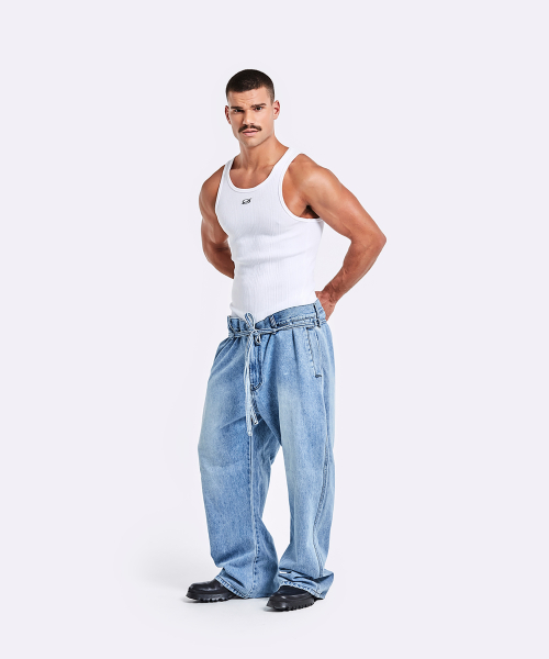 Thong denim pants - Blue