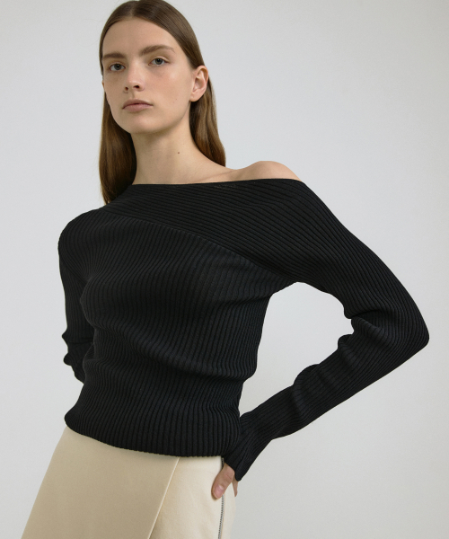 ONE SHOULDER KNIT_2COLOR