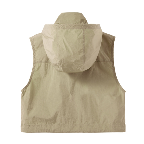 W CROPPED FULL ZIP VEST - BEIGE (P242WVT352)