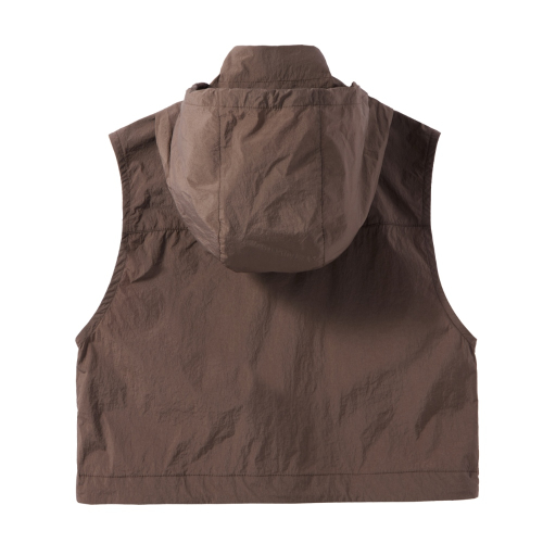 W CROPPED FULL ZIP VEST - BROWN (P242WVT352)