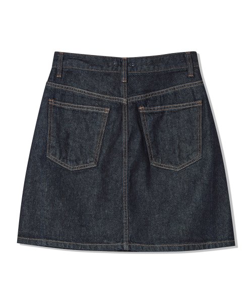 MUSINSA | AWESOME STUDIO Raw denim mini skirt dark blue