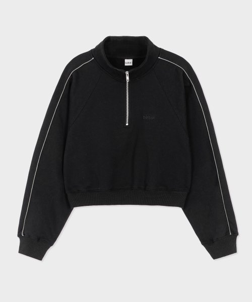 Оверсайз кроп-зипка из трикотажа BLACK