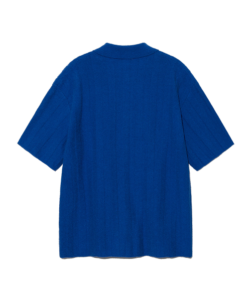 Буклированный воротник кардиган с коротким рукавом Blue