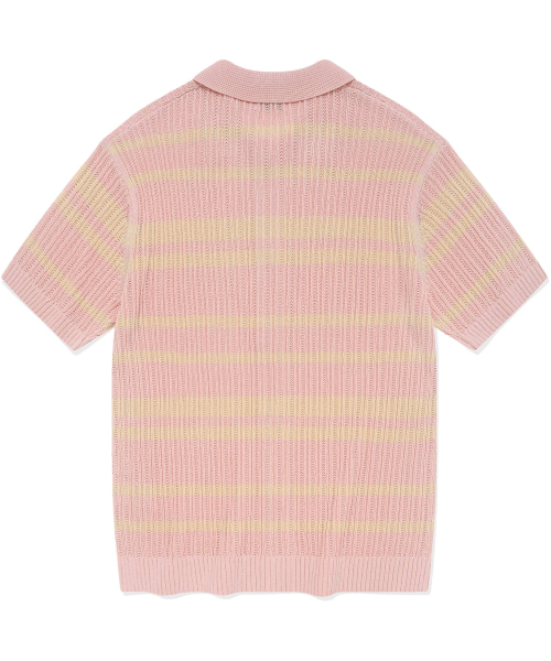 Укороченный трикотаж крючком в полоску - Pink